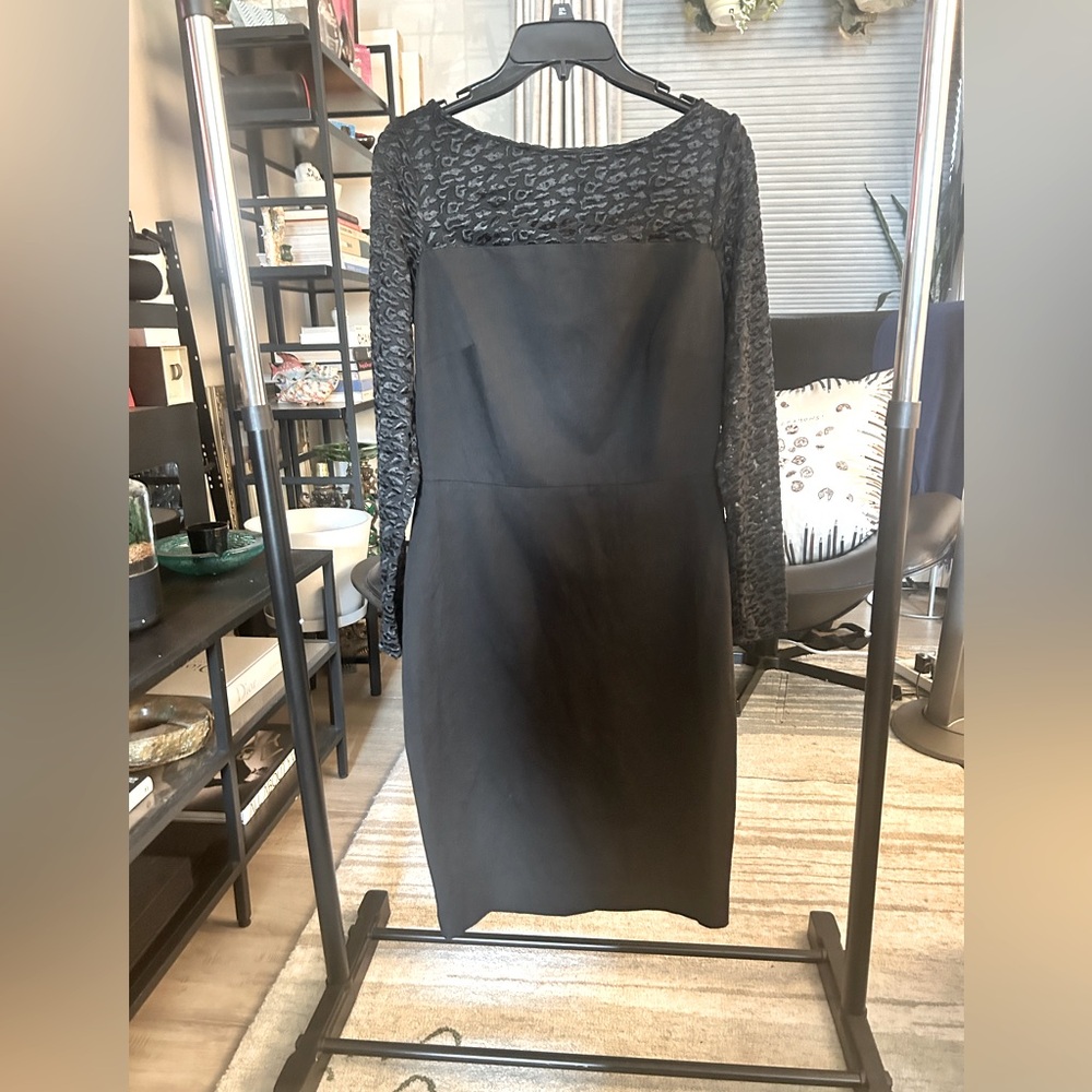 BNWT Black Roland Mouret x Banana Republic Sheer Long-Sleeve Sheath Dress